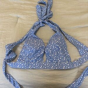 SHEIN Blue Polka Dot Halter Bikini Top